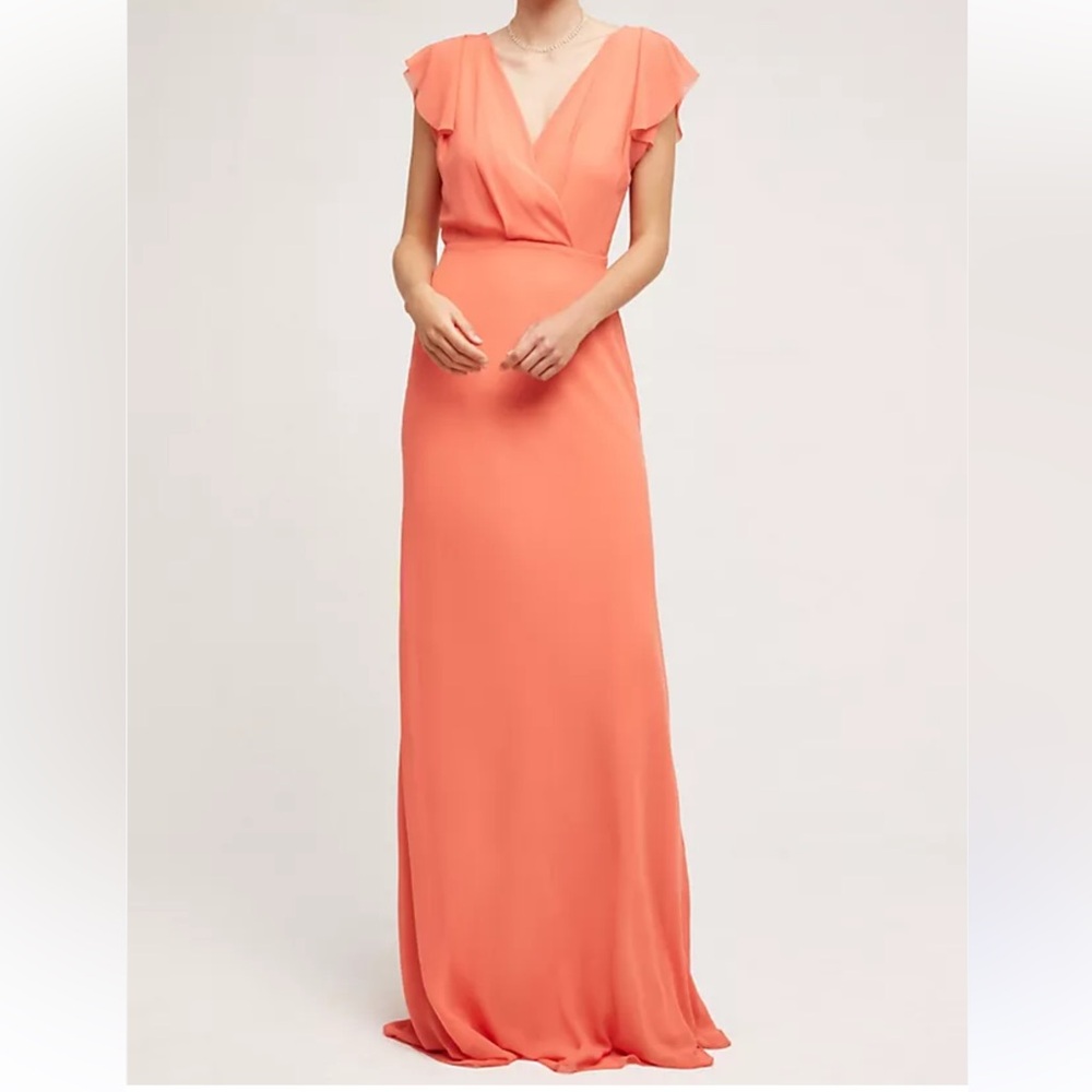 ERIN by Erin Fetherston Peach Kaolin Chiffon Maxi Dress Bridesmaid Gown